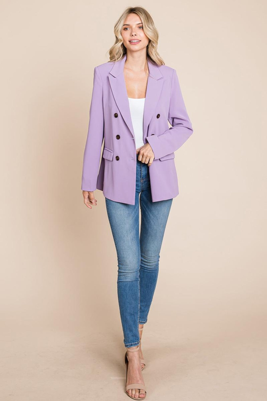 Double Breasted Lapel Collar Jacket Blazer