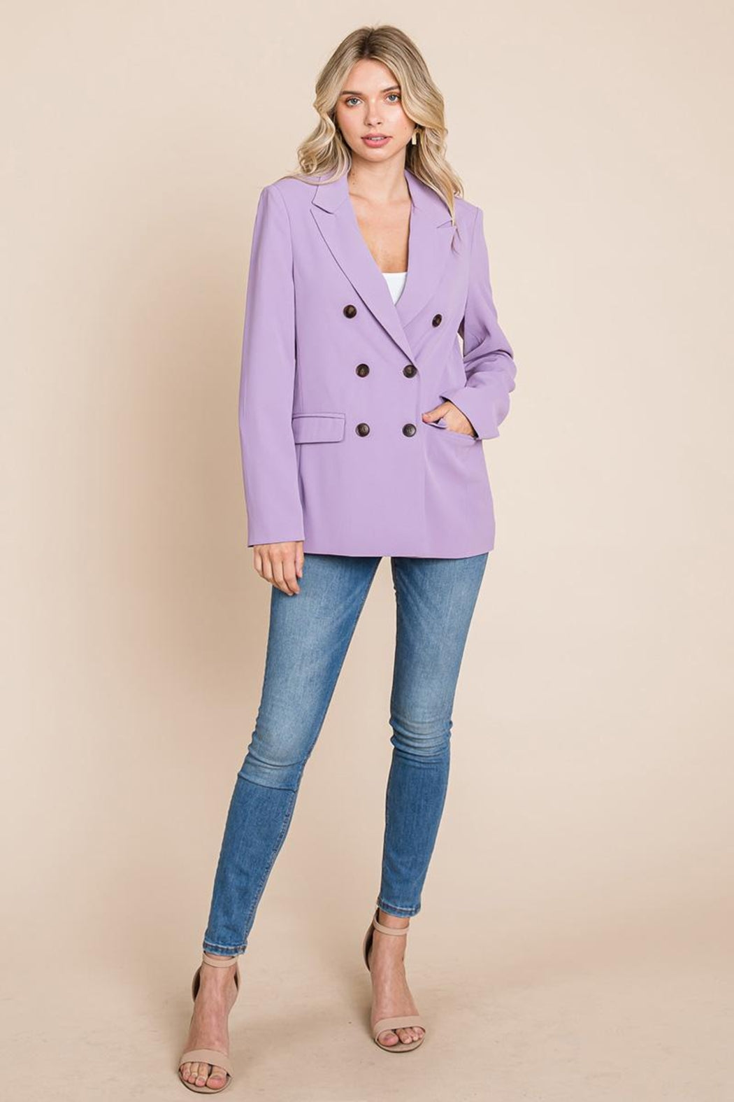 Double Breasted Lapel Collar Jacket Blazer
