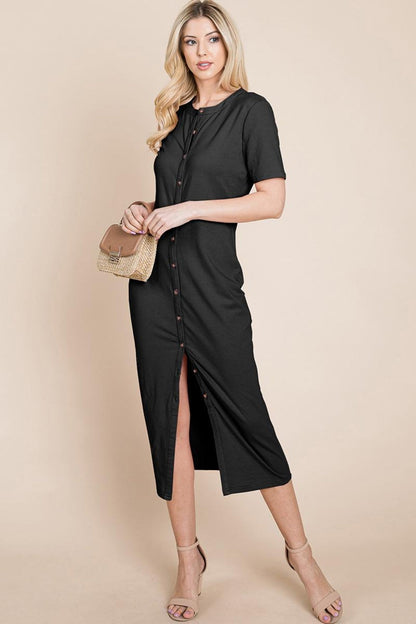 Everyday Button Up Cotton Midi Shirt Dress