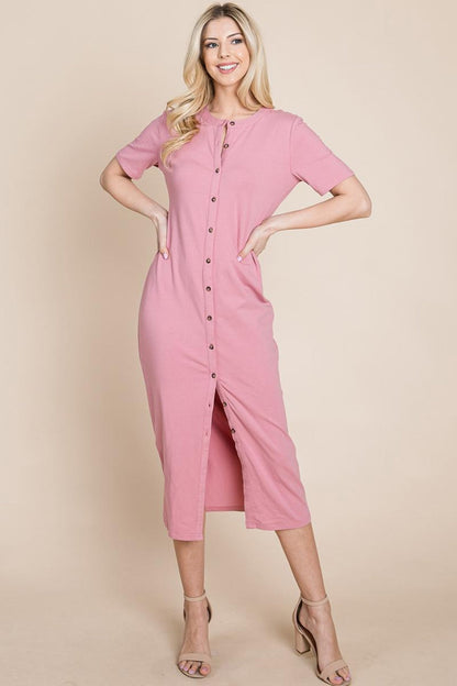 Everyday Button Up Cotton Midi Shirt Dress