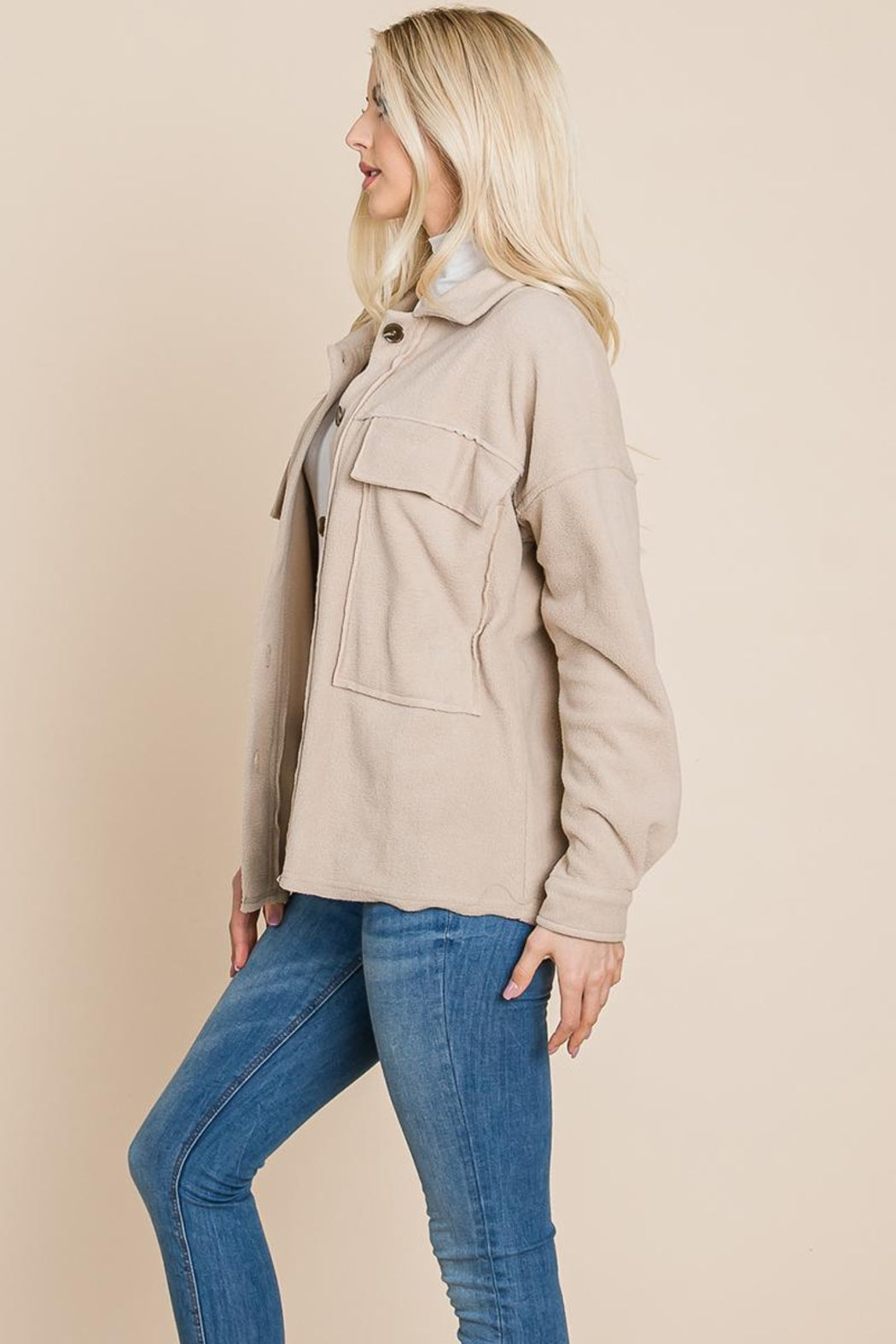 Fleece Jacket Lapel Button Up Sherpa Coat