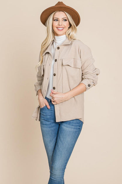 Fleece Jacket Lapel Button Up Sherpa Coat