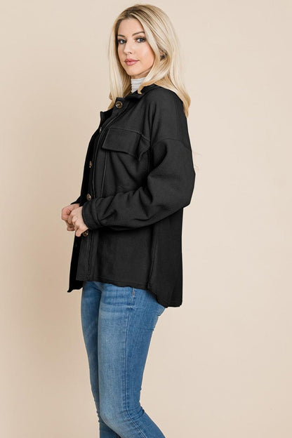 Fleece Jacket Lapel Button Up Sherpa Coat