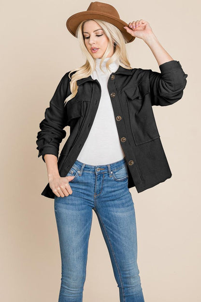 Fleece Jacket Lapel Button Up Sherpa Coat