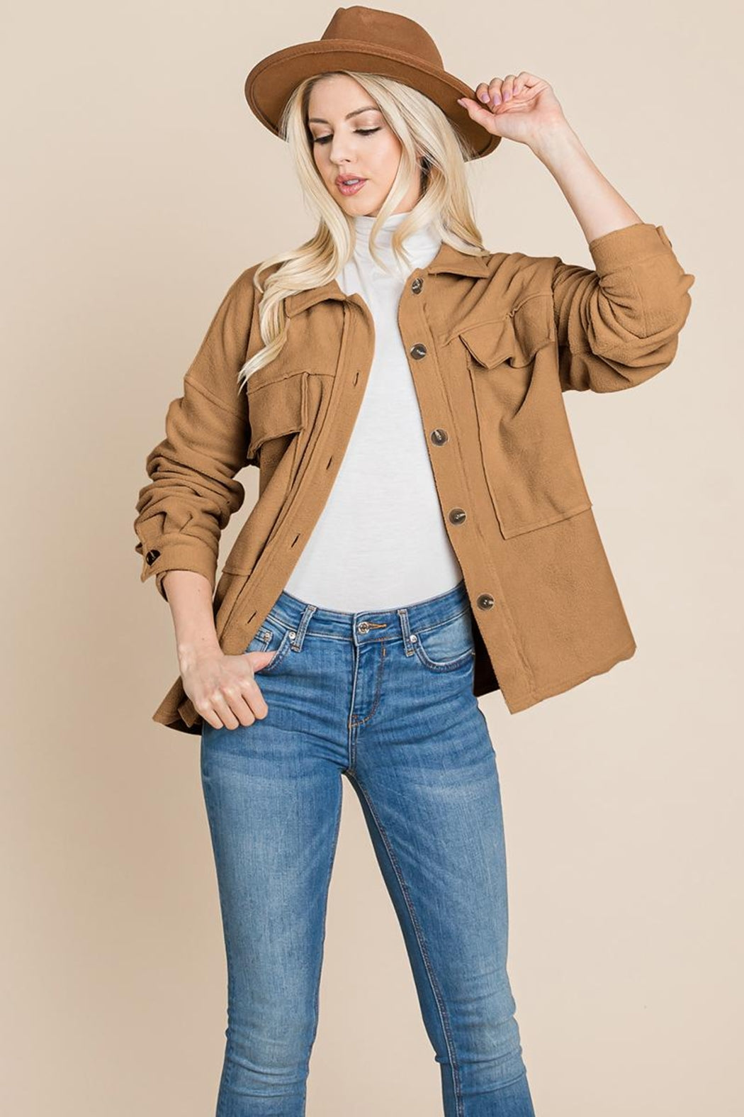 Fleece Jacket Lapel Button Up Sherpa Coat