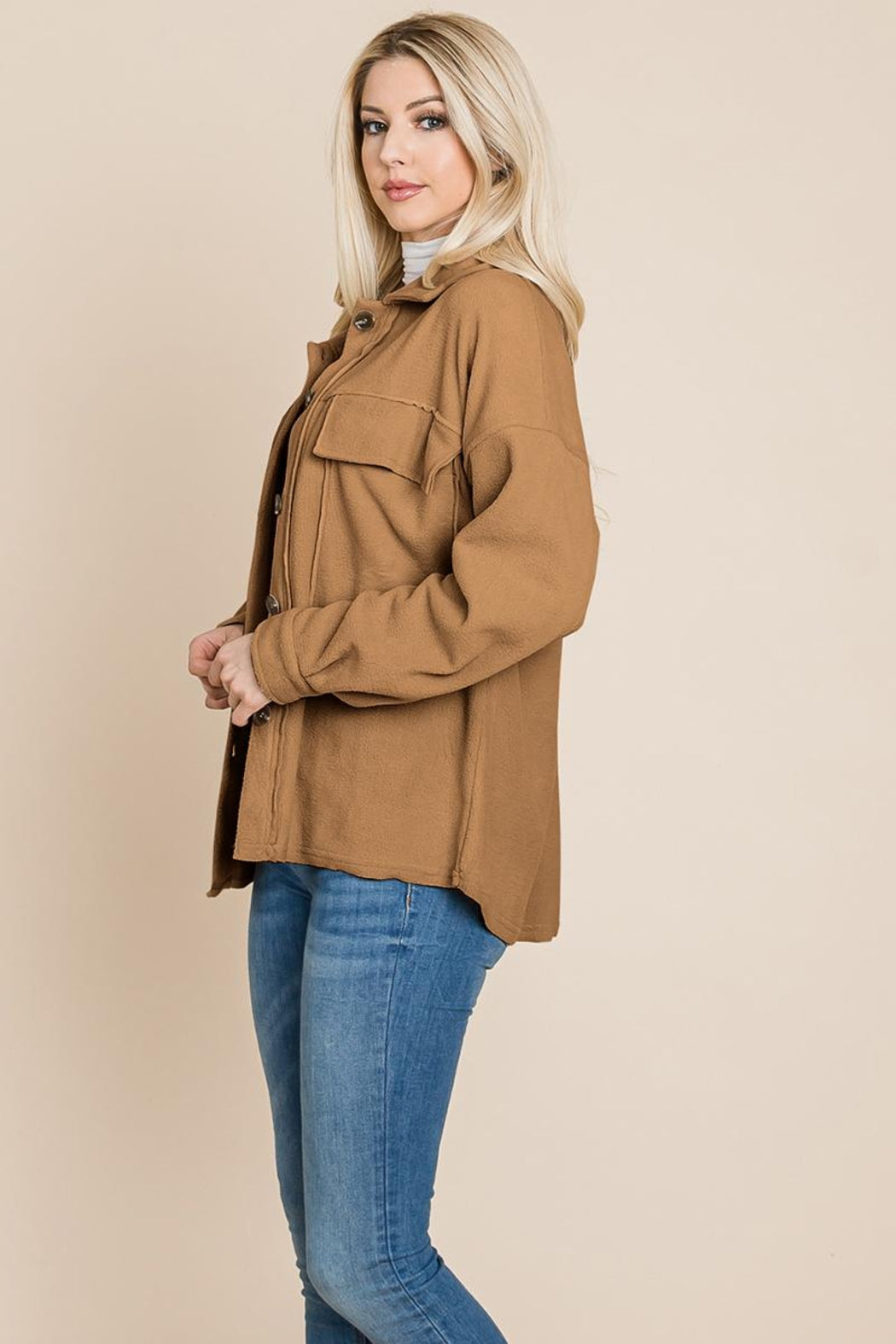Fleece Jacket Lapel Button Up Sherpa Coat