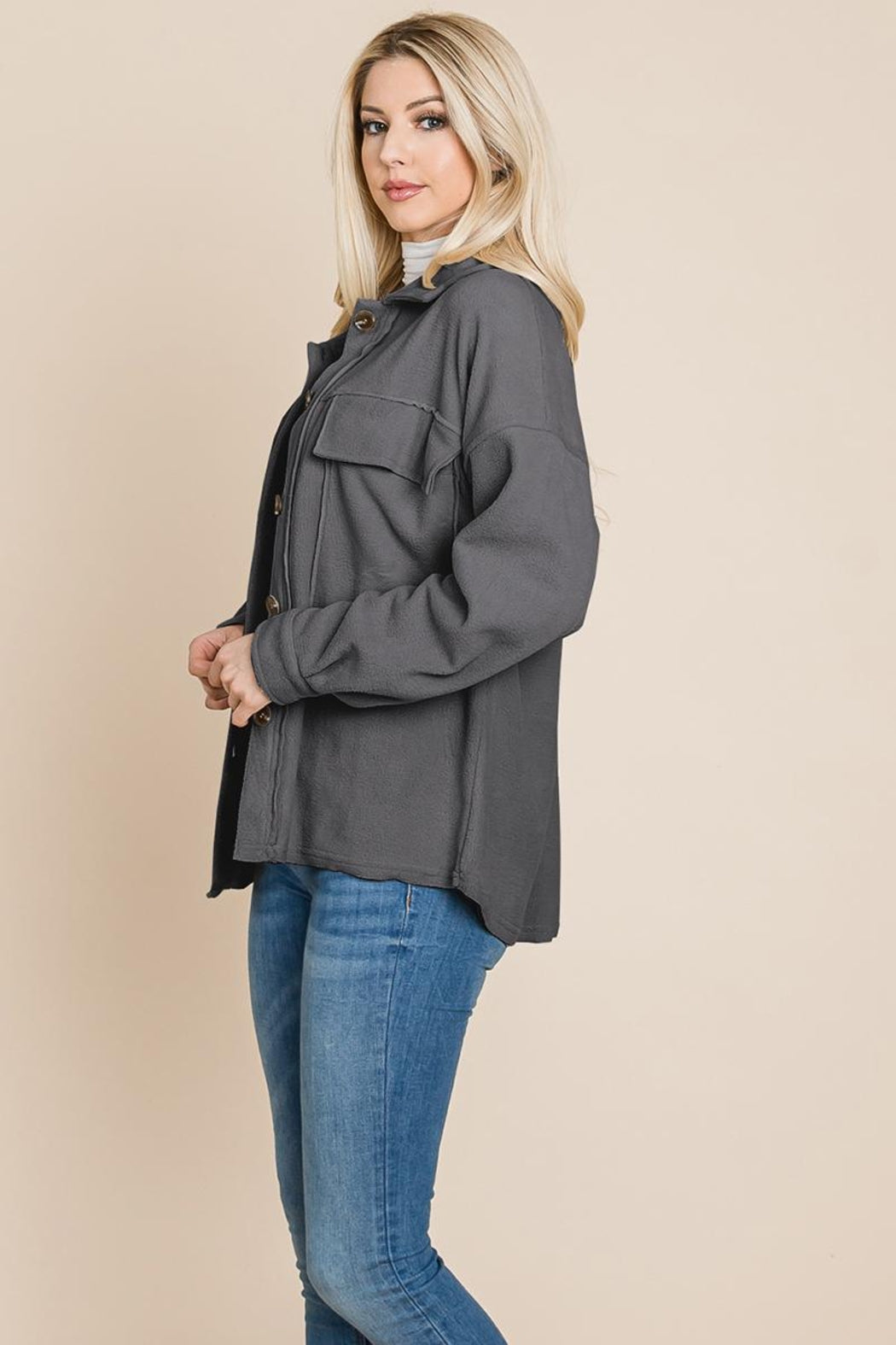 Fleece Jacket Lapel Button Up Sherpa Coat