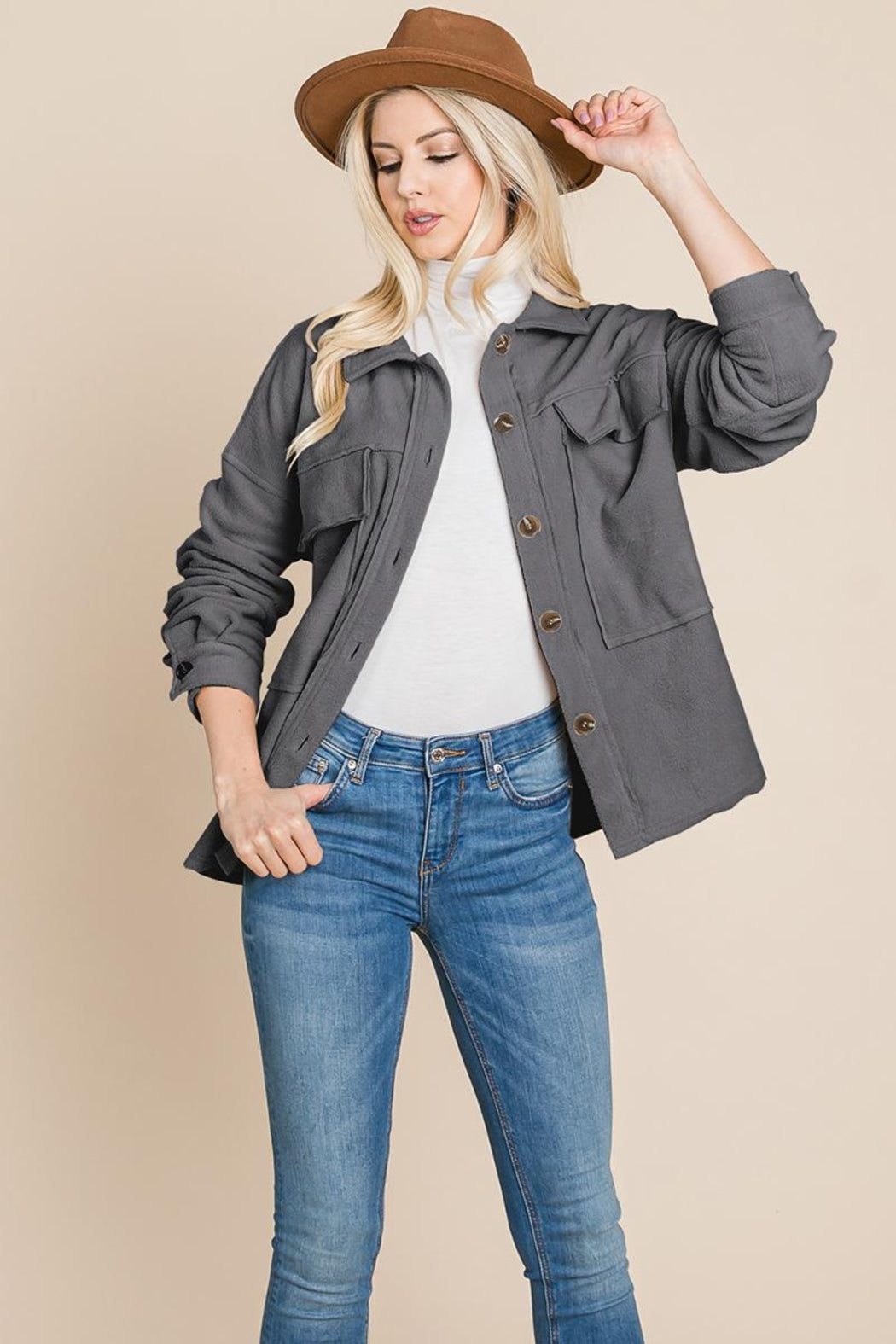 Fleece Jacket Lapel Button Up Sherpa Coat
