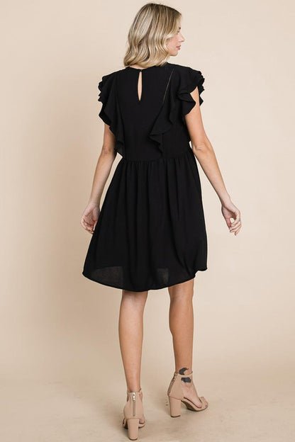 Flutter Sleeve Front Lace Ruched Sundress