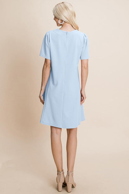 Loose Mini Dress V-Neck Short Sleeve Shift Dress