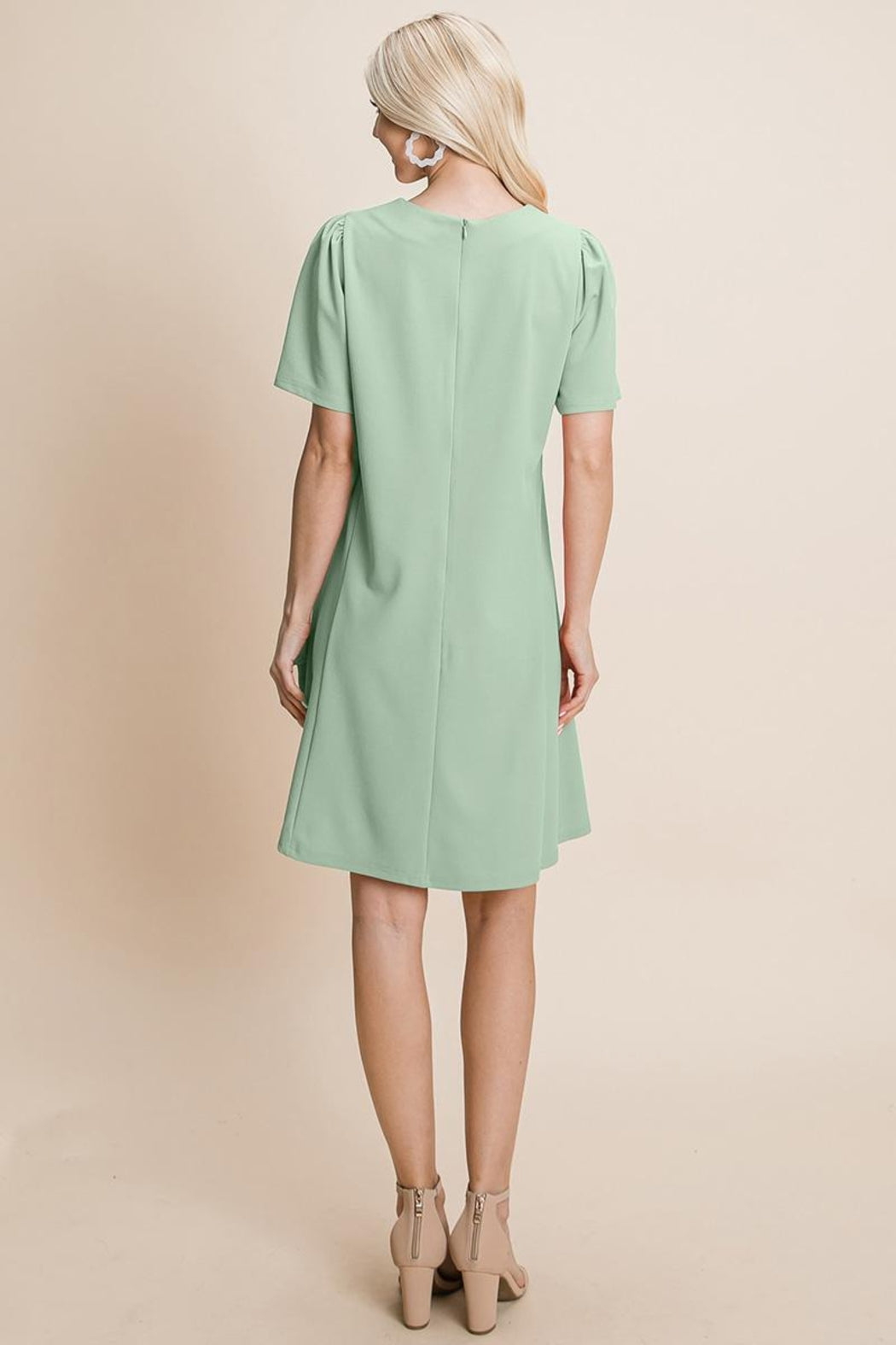 Loose Mini Dress V-Neck Short Sleeve Shift Dress
