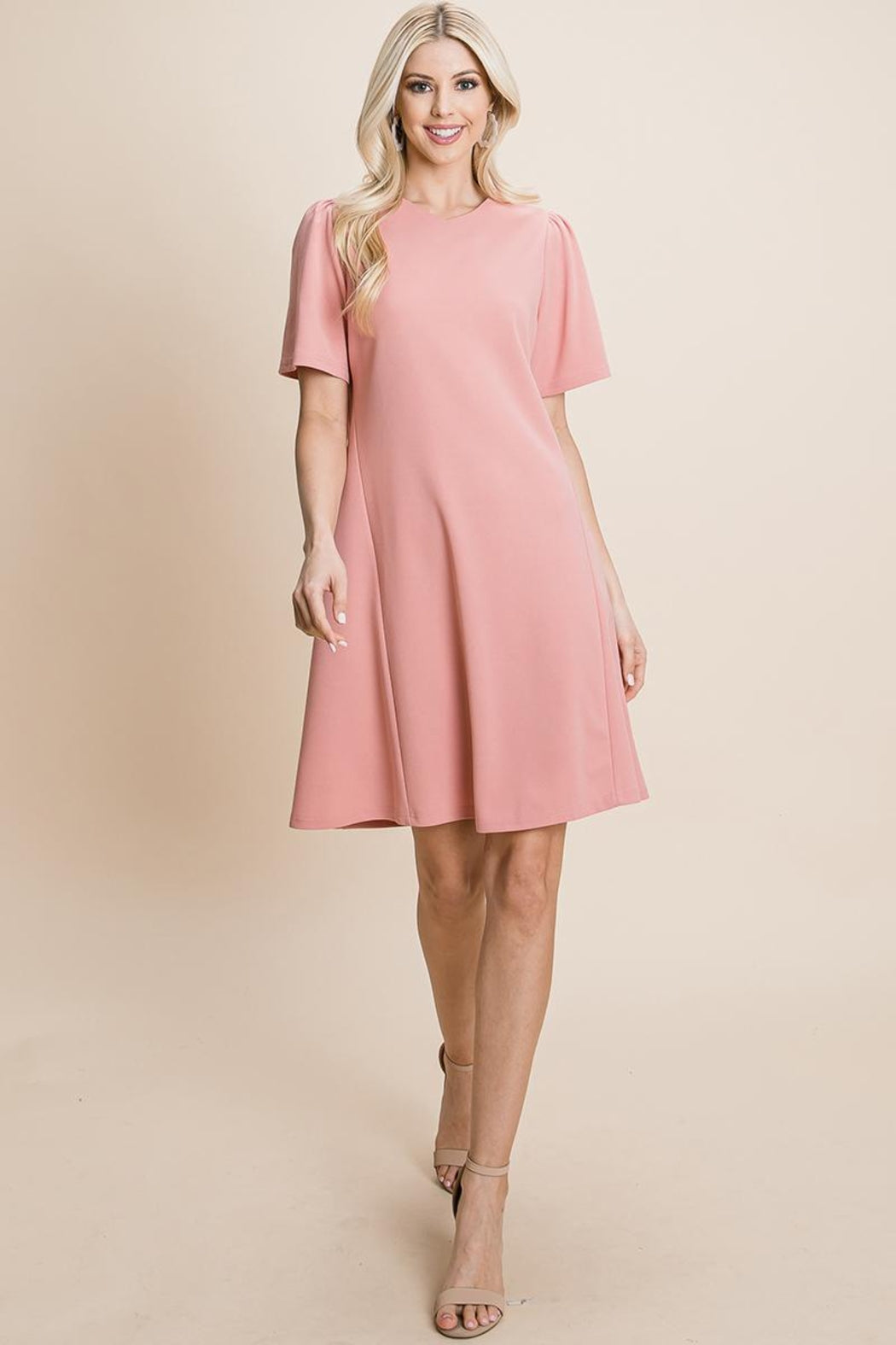 Loose Mini Dress V-Neck Short Sleeve Shift Dress