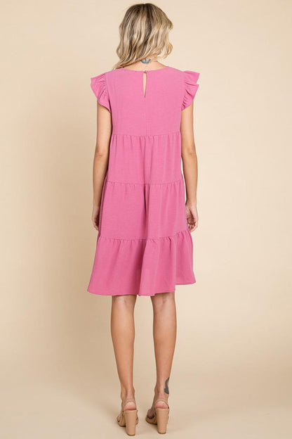 Plus Size Tiered Babydoll Ruffle Sleeve Dress