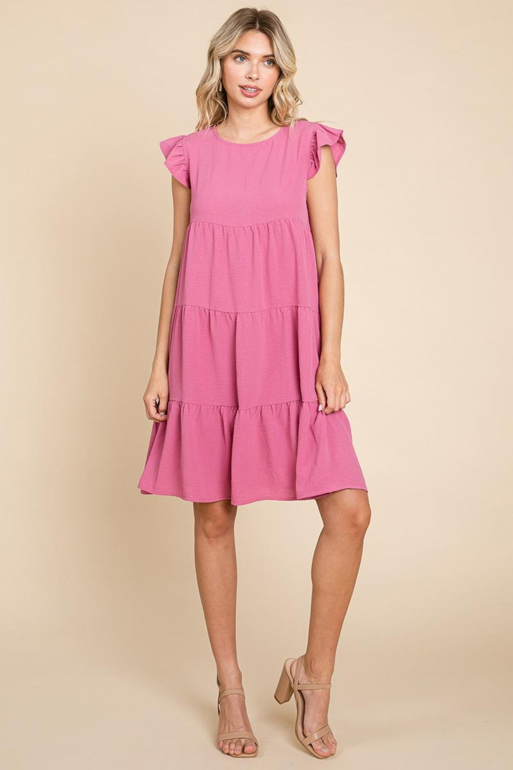 Plus Size Tiered Babydoll Ruffle Sleeve Dress