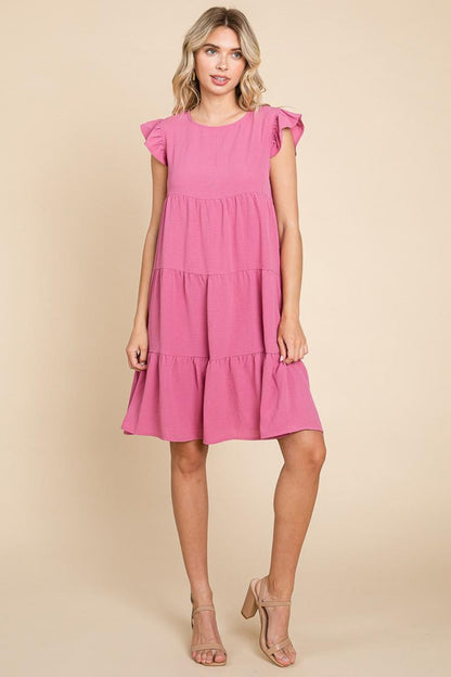 Plus Size Tiered Babydoll Ruffle Sleeve Dress