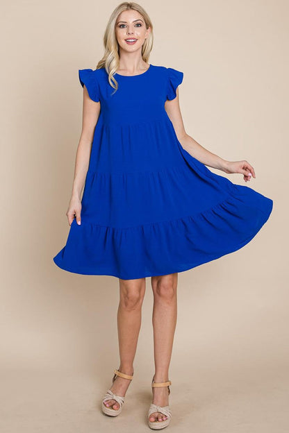 Plus Size Tiered Babydoll Ruffle Sleeve Dress