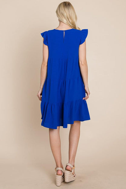 Plus Size Tiered Babydoll Ruffle Sleeve Dress