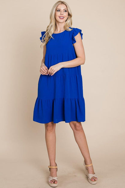 Plus Size Tiered Babydoll Ruffle Sleeve Dress