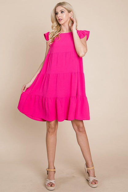Plus Size Tiered Babydoll Ruffle Sleeve Dress