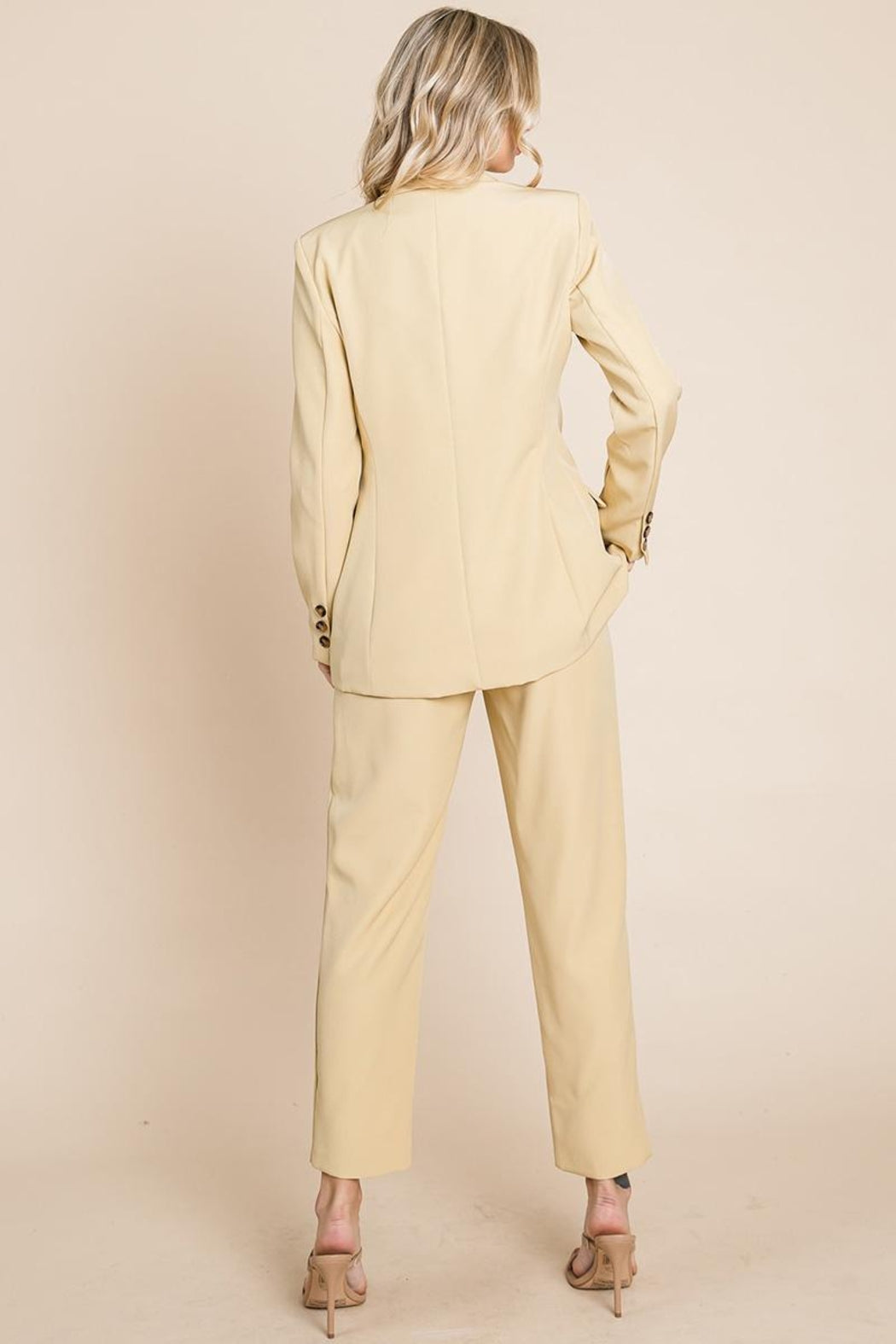 Single Breasted Blazer & High Waisted Pants Set