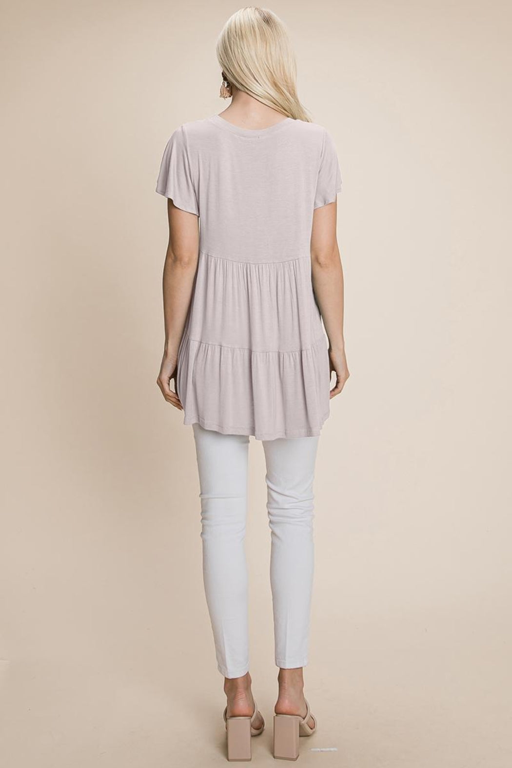 Tiered Pleated Ruffle Tunic Shirt Mini Dress