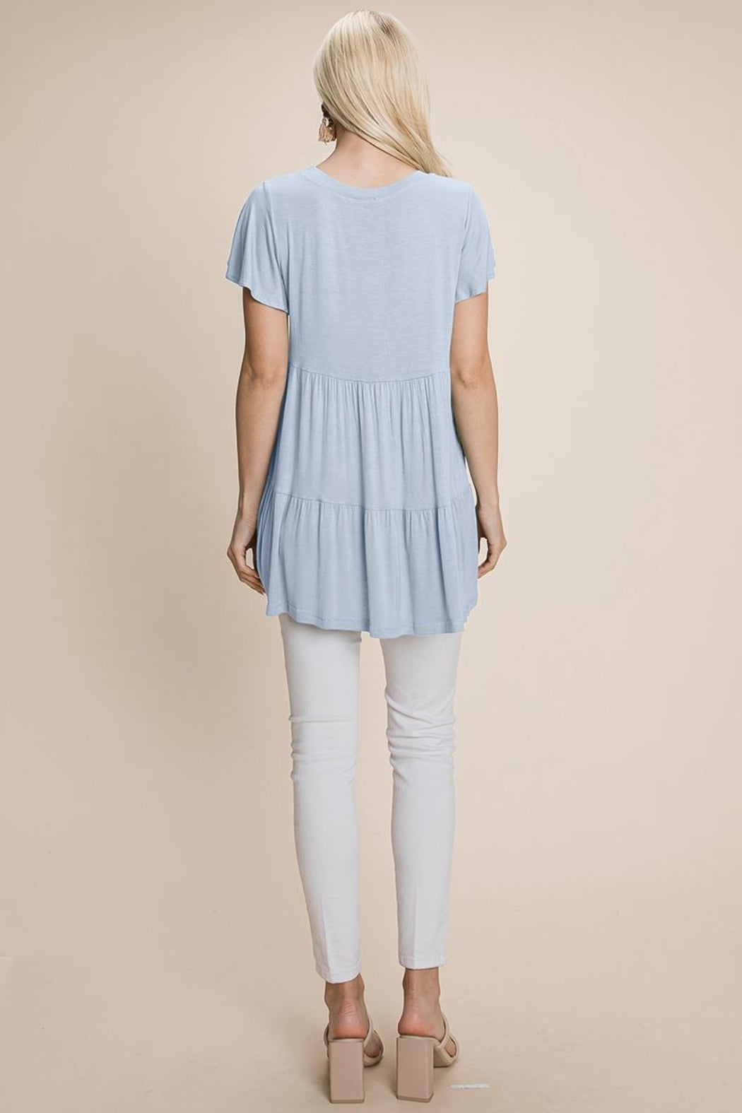 Tiered Pleated Ruffle Tunic Shirt Mini Dress