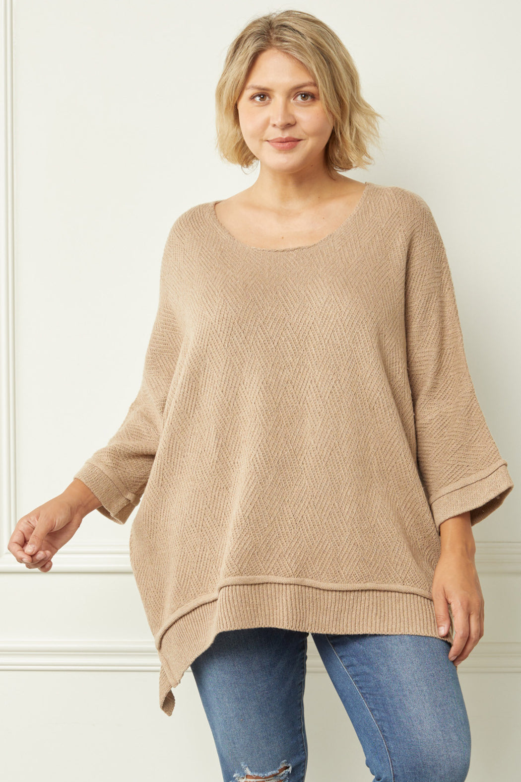 Round Neck Asymmetrical Hem Top