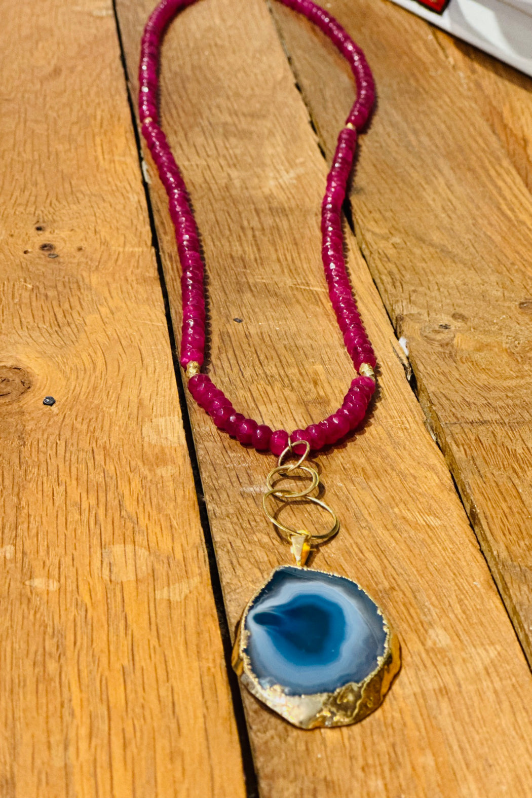 Ruby Pink Agate Necklace