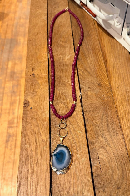 Ruby Pink Agate Necklace