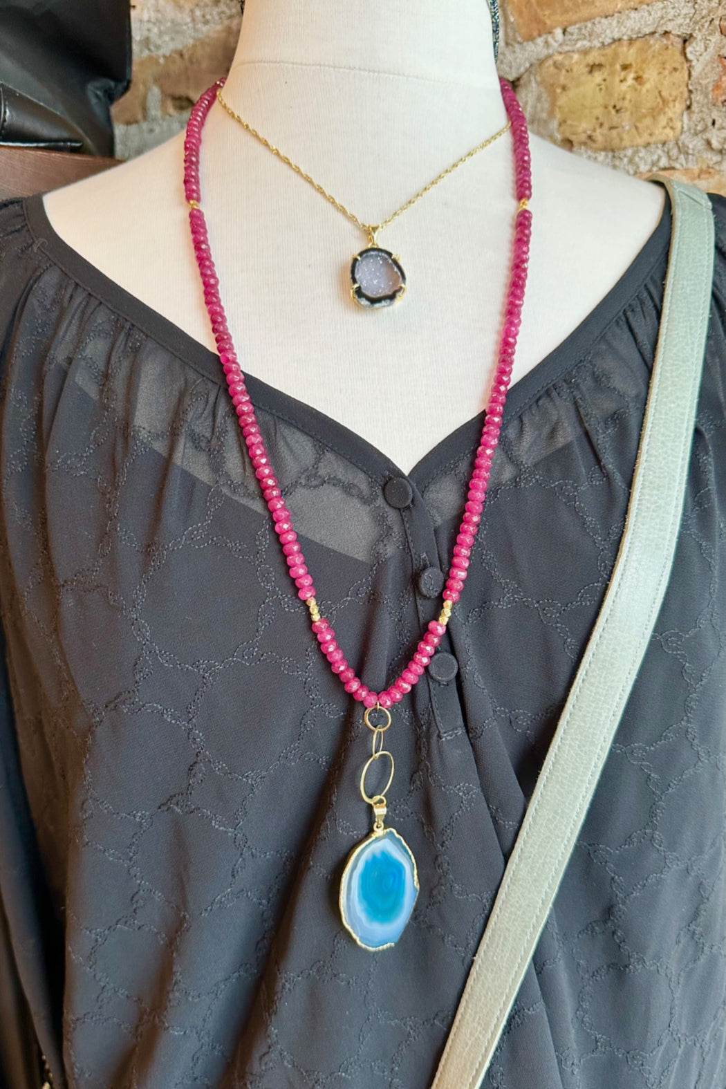 Ruby Pink Agate Necklace