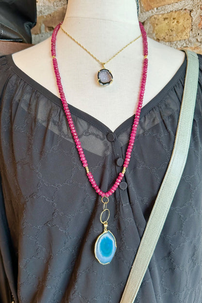 Ruby Pink Agate Necklace