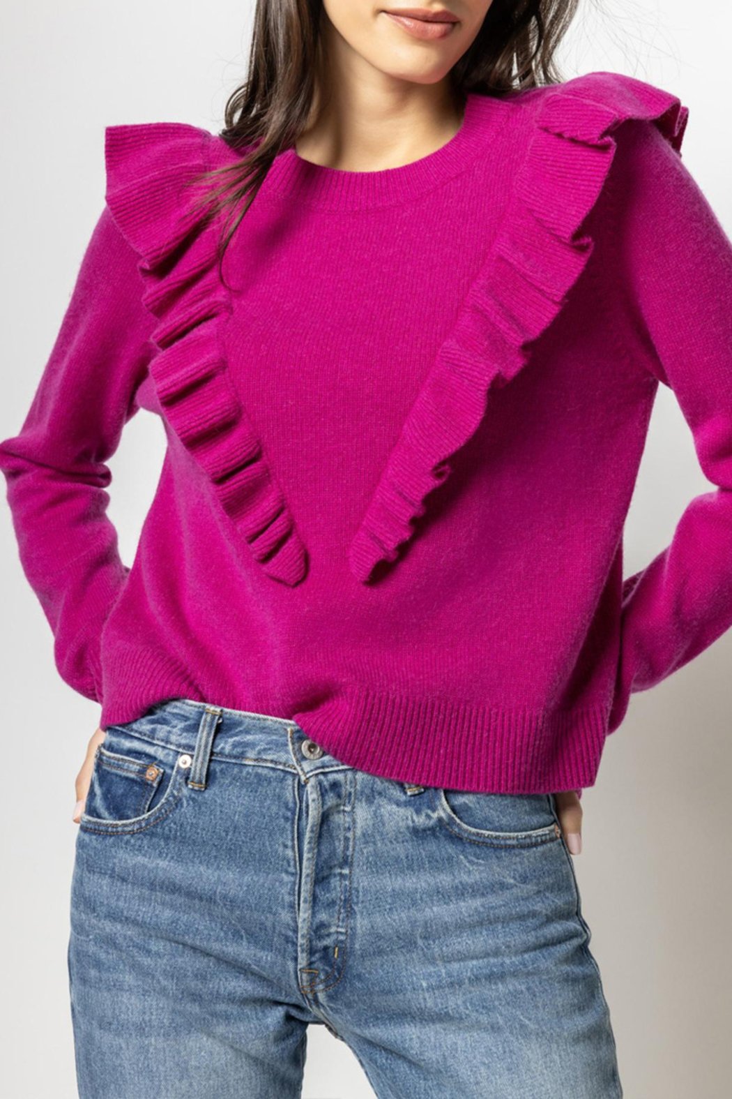 Ruffle Front Pullover Sweater