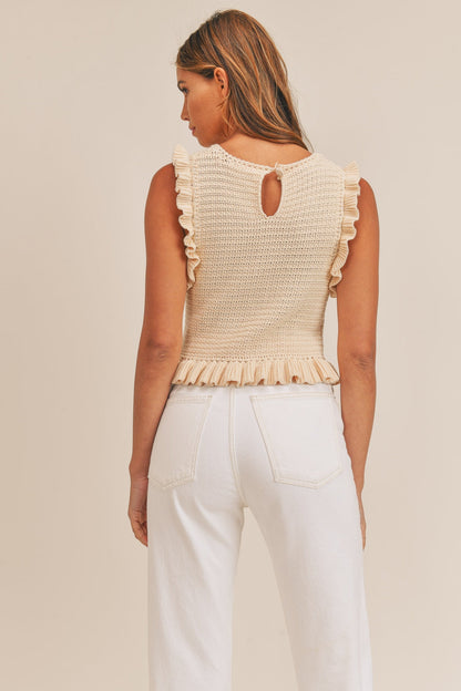 Ruffle S/L Crochet Top