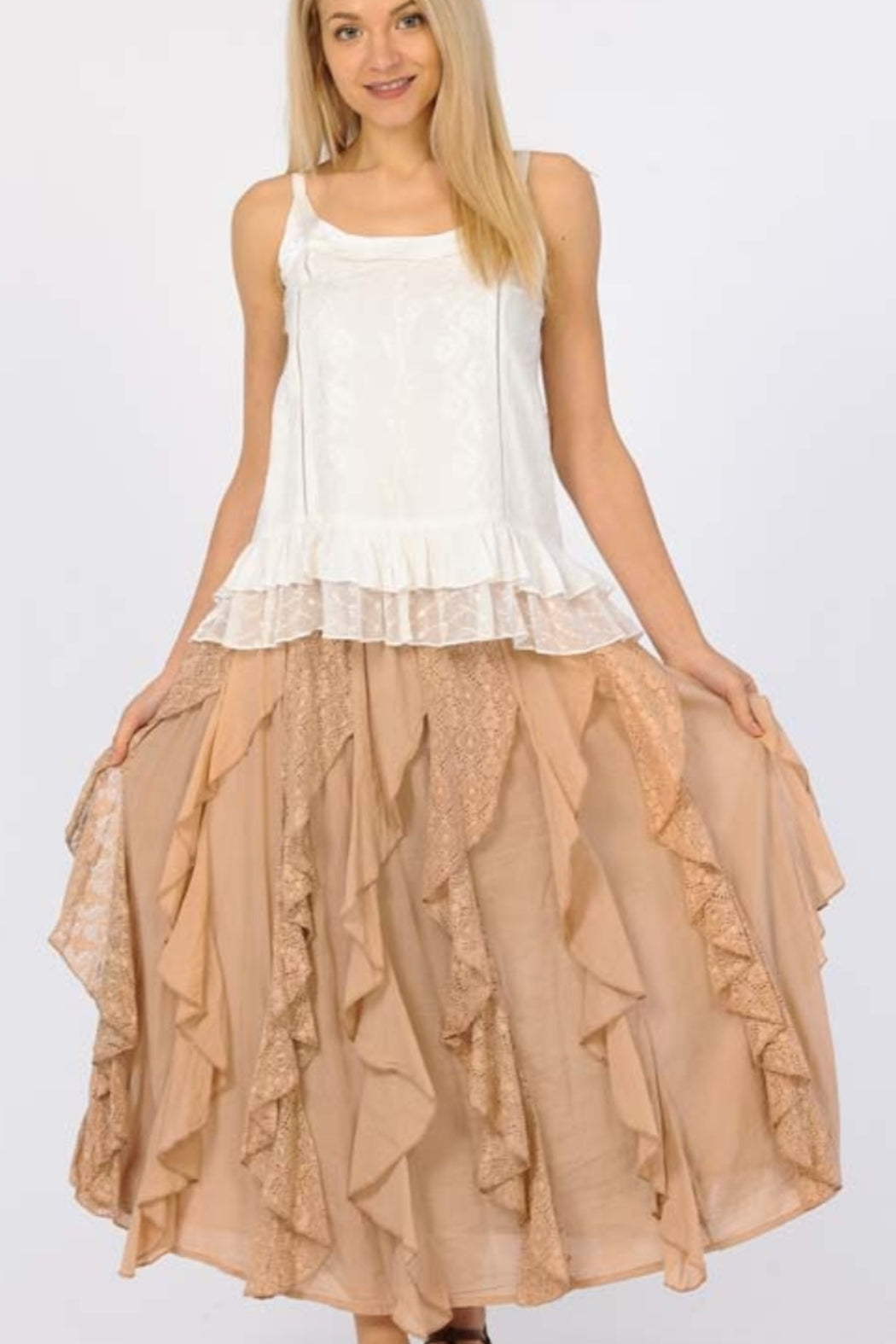 Ruffled Long Skirt - Sand