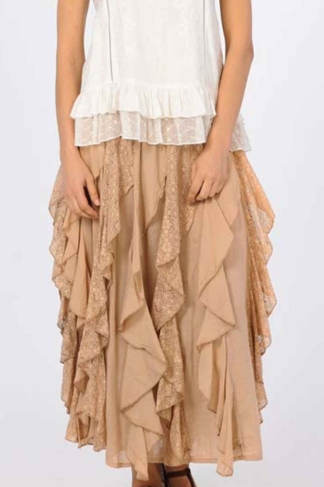 Ruffled Long Skirt - Sand