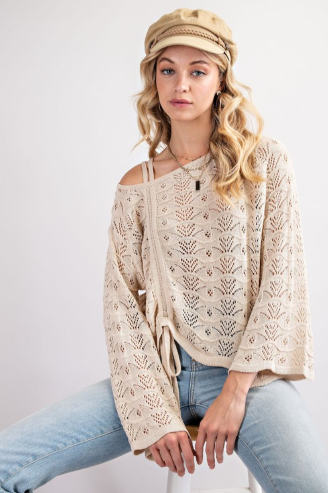 Rushed Side Sheer Pattern Sweater