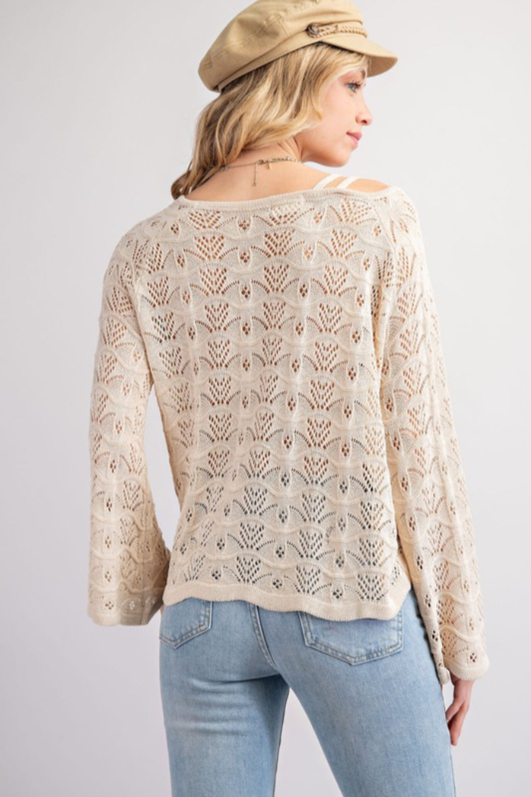 Rushed Side Sheer Pattern Sweater