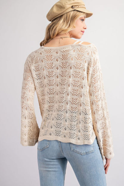 Rushed Side Sheer Pattern Sweater