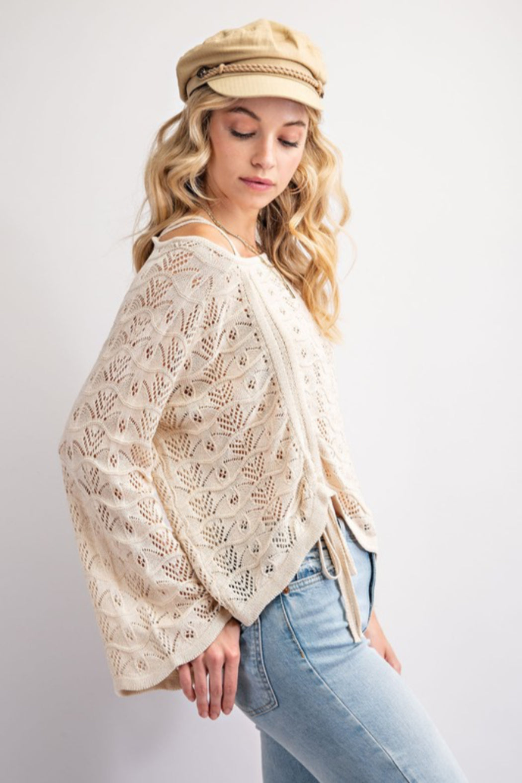 Rushed Side Sheer Pattern Sweater