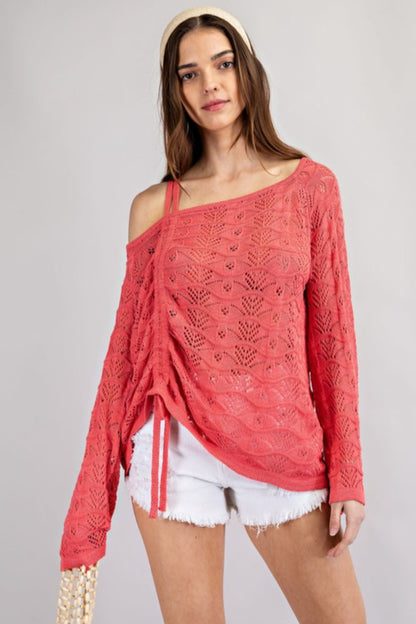 Rushed Side Sheer Pattern Sweater