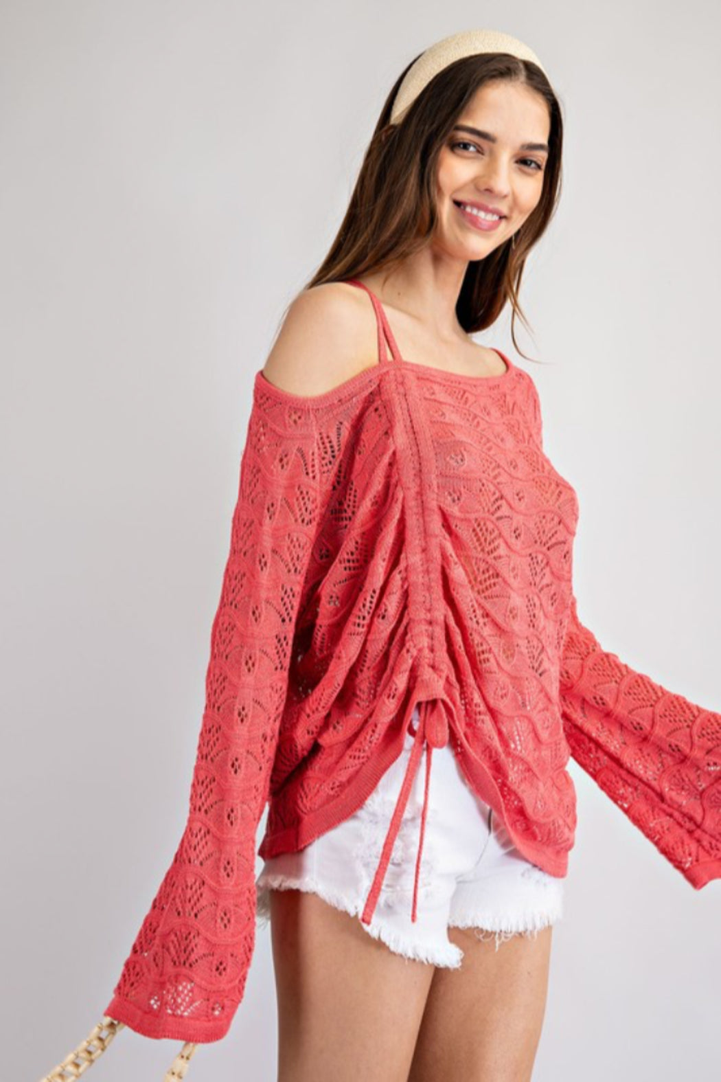 Rushed Side Sheer Pattern Sweater