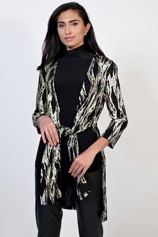 Frank Lyman Black/ Gold Knit Cardigan 223204