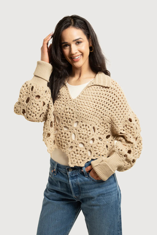Crochet Collared Pullover