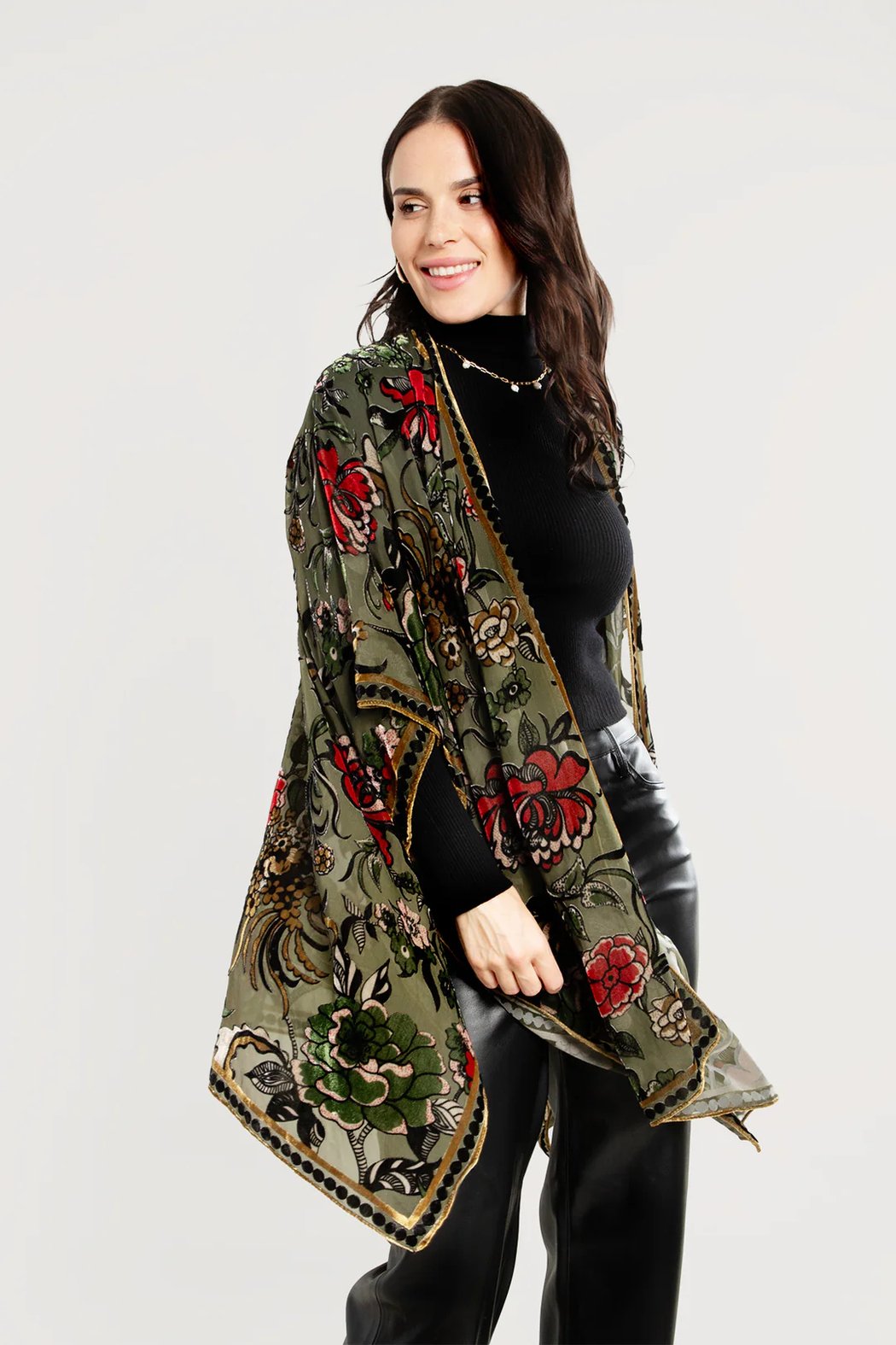 Floral Sheer Velvet Ruana