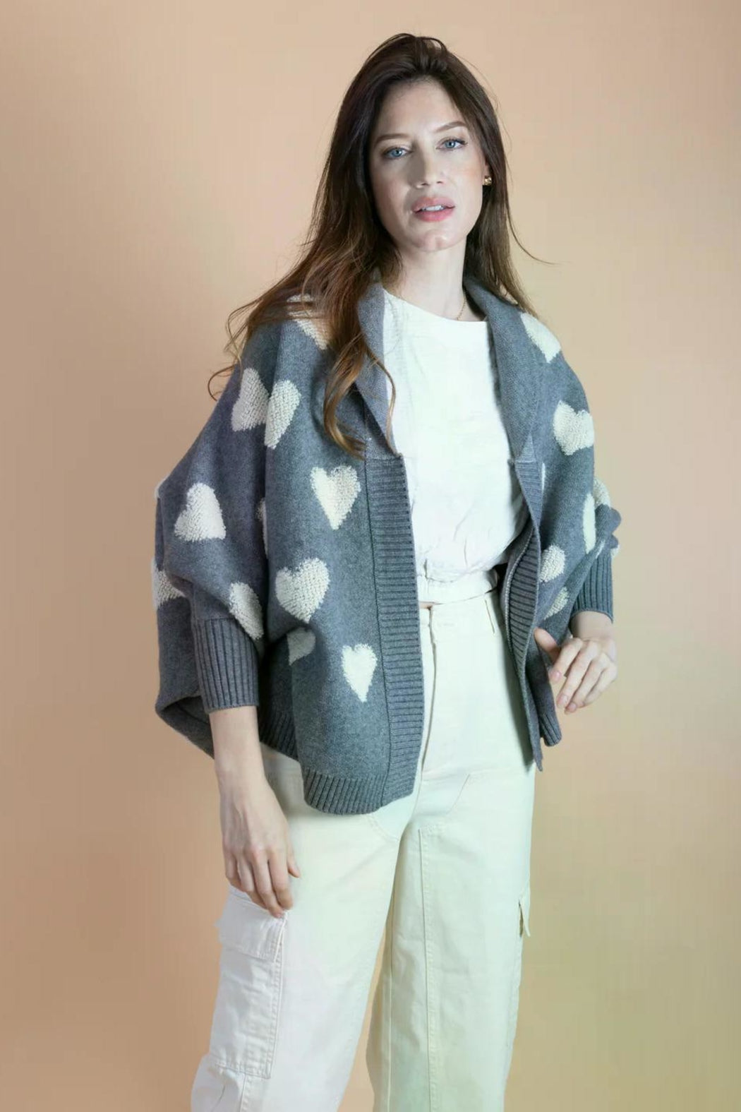 Heart Cardigan Ribbed Knit