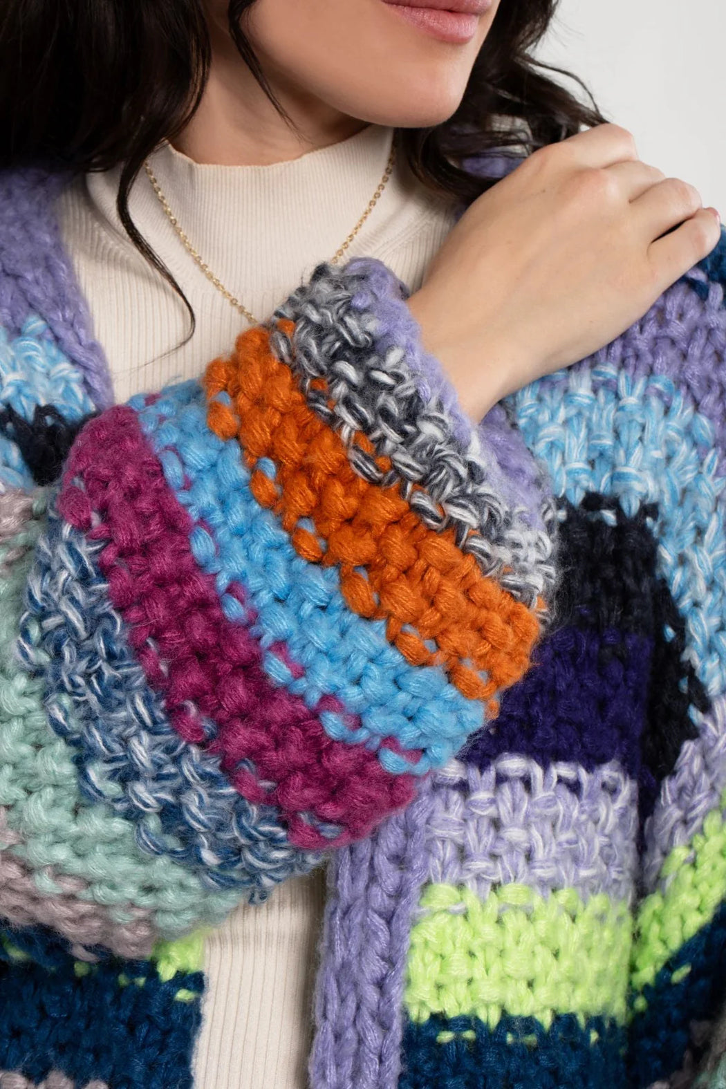 Rainbow Knitted Cardigan Blue Multi