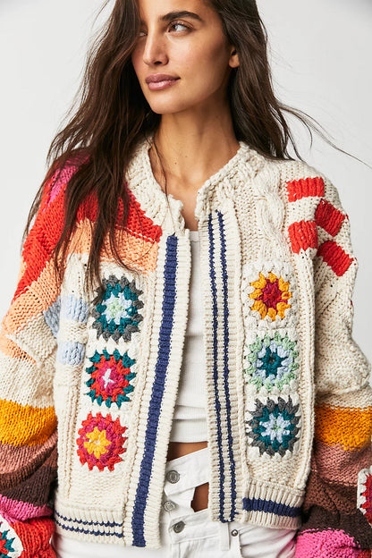 Square Checked Multi Pattern Cardigan