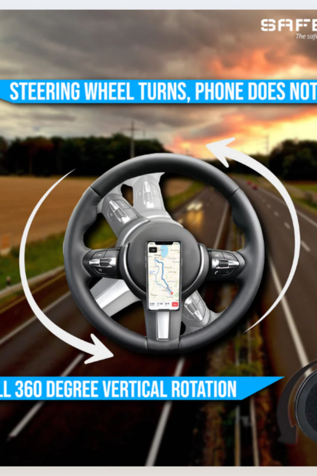 SafeVuu Rotating Phone Mount - Velcro - Version (Hook & Loop)