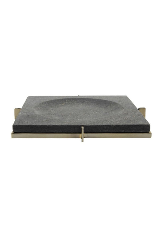 Marble Tray Metal Base Black