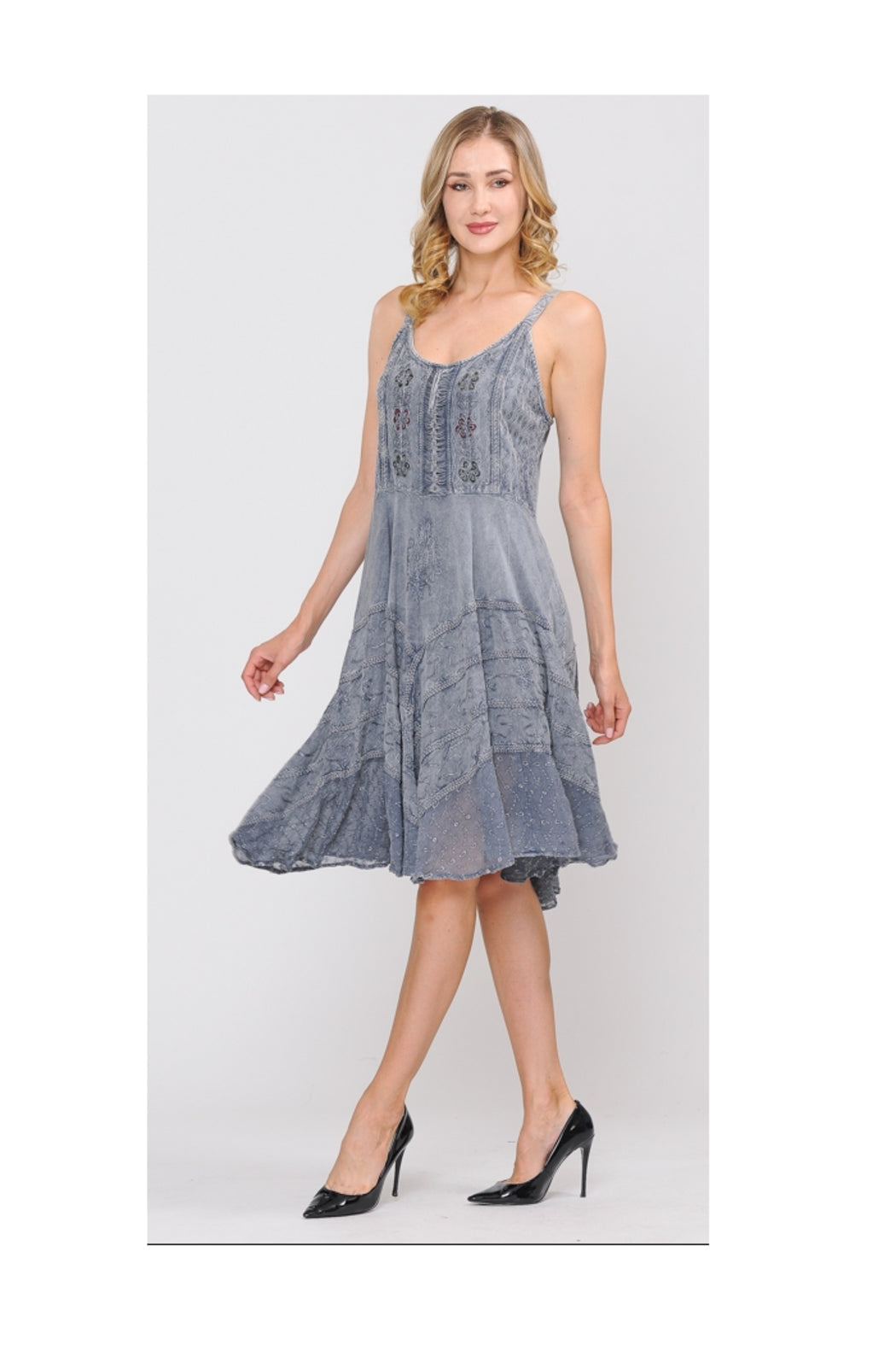 Sand Wash Grey Lace Front Dress